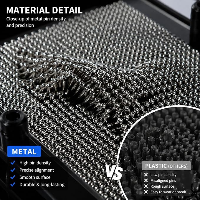 MICKYU Metal 3D Pin Art Board, Sensory Desk Decor and Stress Relief Toy | classic hand imprint toy, novelty impression sculpture autism toy, unique gift for adults