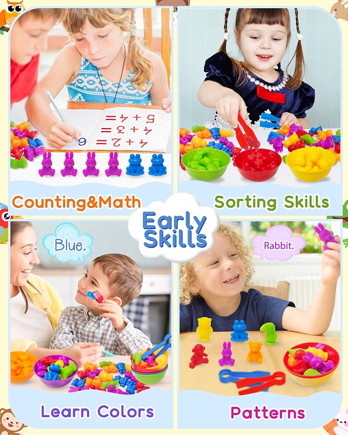 48 Pcs Counting Dinosaurs Toys for Kids 3-5, 4-8, Montessori Learning Toys | Montessori Toys for 3 Year Old, Toddler Sensory Toy, Counting Bears, Preschool Educational Toy for Boys Girls, Birthday Gifts