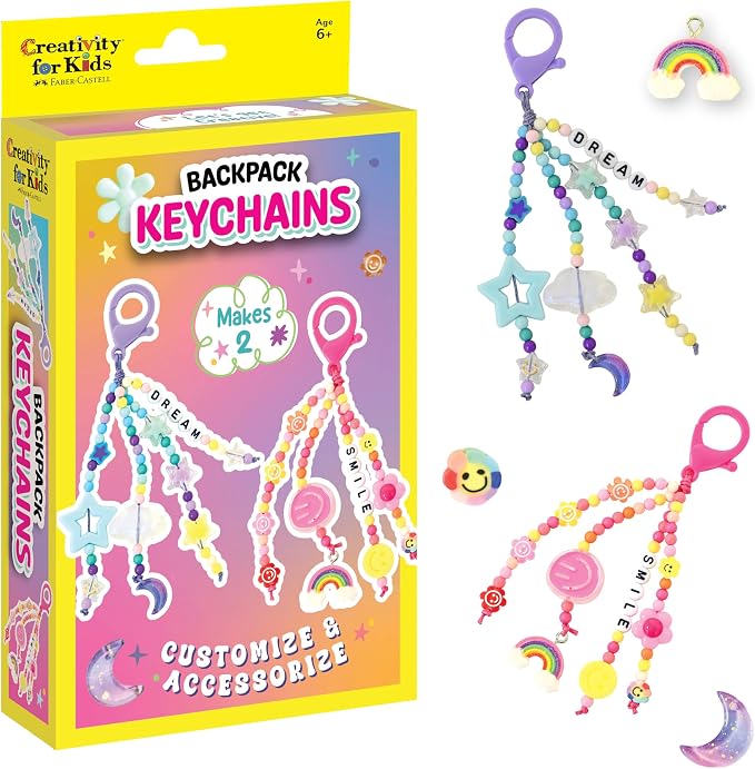 Creativity for Kids Backpack Keychains Mini Kit, Make 2 (Ages 6+)