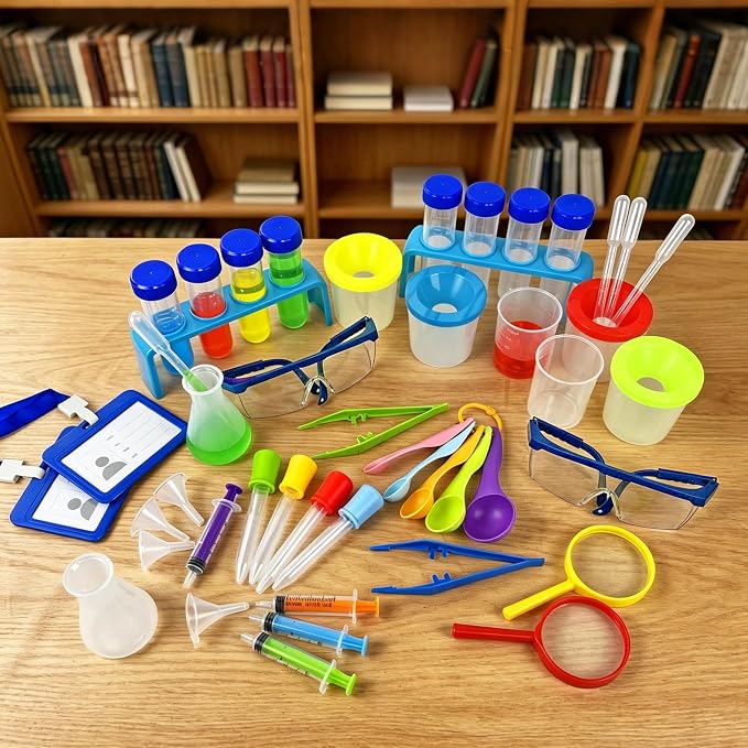43PCS Science Lab Kit 2Sets Plastic Experiments Beakers and Test Tubes Set | Science Experiments for 6-8 Junior Chemistry Set for Girls and Boys Classroom or Home Use for Students Learning