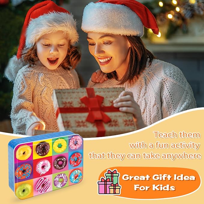 LELEMON Puzzles for Kids Ages 4-6,100 Piece Puzzles for Kids in Metal Box | Donut Puzzle Educational Kids Puzzles Jigsaw Puzzles for Kids Ages 6-8,100 Piece Puzzle Games Toys for Girls and Boys