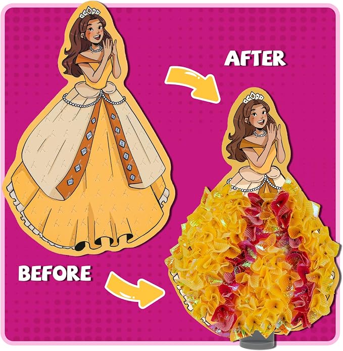8 Packs Poke in Crafts Art Kits for Girl, Magical Prienceses Mess Free Kids' Paper Craft Kits, Birthday Gift for Girls 4 5 6 7 8 9 Years Old, DIY Presents, Mess Free Art Activity