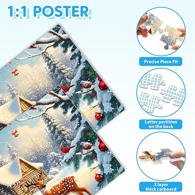 4-Pack 100 Piece Puzzles for Adults Seniors, Four Seasons Mountain Scenes | Nature Landscape Large Piece Jigsaw Puzzles for Kids Puzzle Ages 5-8 Jigsaw Puzzle for Kids Ages 4-6 6-8 8-10 Year Old