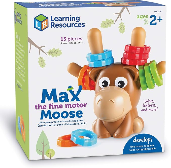 Learning Resources Max the Fine Motor Moose - 13 Pieces, Ages 2+ Toddler Learning Toys, Fine Motor Toy for Toddlers, Preschool Toys