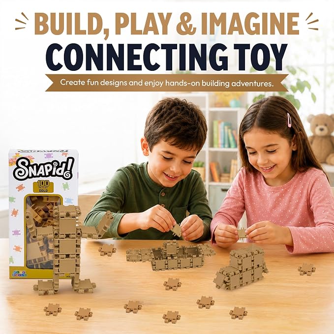 100 Piece Gold Snap Connecting Building Toy Set for Kids