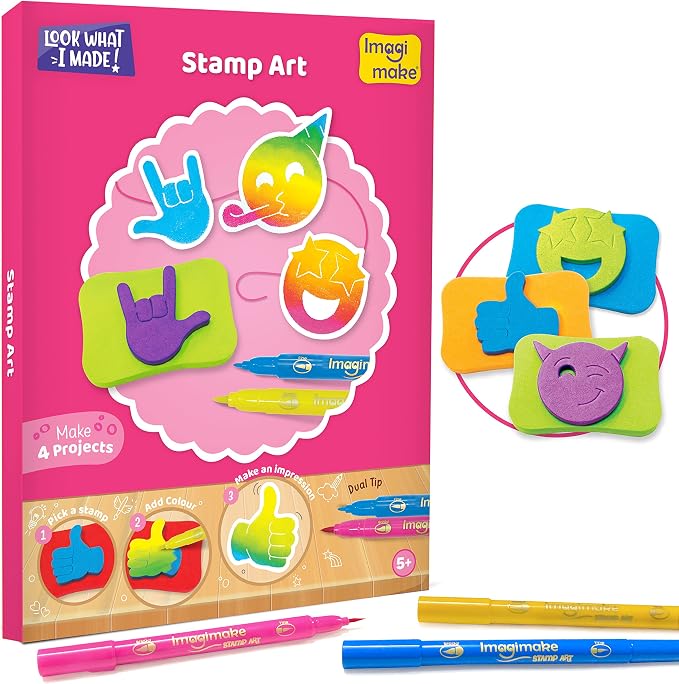 Imagimake Craft Kit - Arts and Crafts for Kids Ages 5+ - Air Dry Clay, Paper Quilling, Stamp Art - 3-in-1 Arts and Crafts Kit - Gifts for 5, 6, 7, 8 Year Olds | Create Window Stickers, Friendship Bands & Stamp Art, Birthday Gift for Girls & Boys Ages 3...