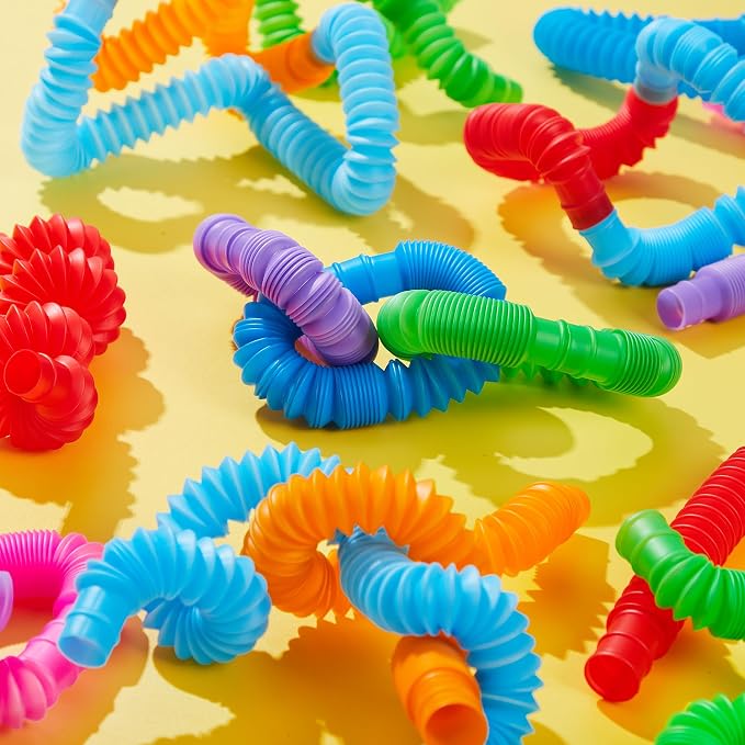 JOYIN 9 Pack Pop Tubes, Sensory Toys (Large) Fidget Toys Party Favors - 9 Colors, Creativity Learning & Fun for Kids - Perfect for Party, Goodie Bags Stuffers, Classroom School Reward