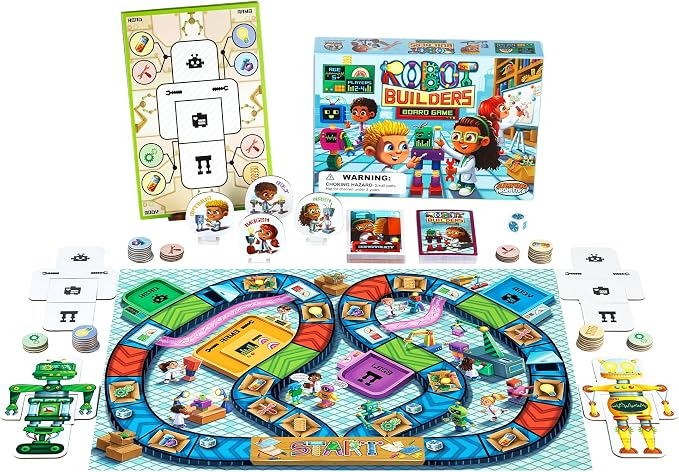 Robot Builders Cooperative Board Game Kids Ages 5+, Stem Fun 2-4 Players | Exciting robot-building competition, kids race to collect their parts and tools. Easy to learn, fun for the whole family.