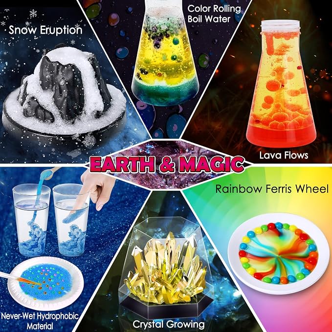 UNGLINGA 260+ Experiments Science Kits for Kids, S.T.E.M Science Projects | Dig Volcano Gemstones Crystal Making Soap bouncy ball, Christmas Birthday Toys Gifts Idea for Boys Girls, Scientist Set