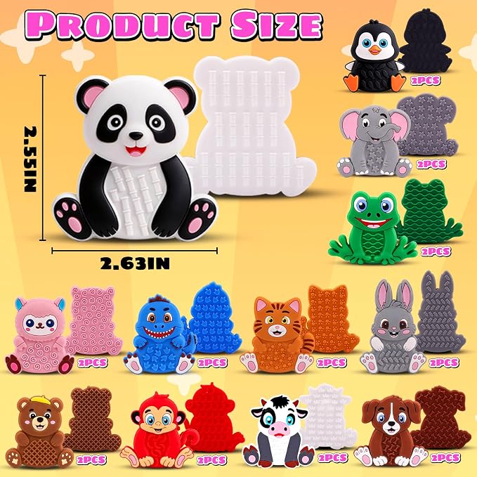 Silicone Sensory Fidget Toys for Kids Toddlers, 24 Pack Animal Texture Stress Relief Toys for Kids Autism Calming, Special Needs for Autism ADHD, Quiet Fidgets for Kids Classroom, Toddlers Travel Toys