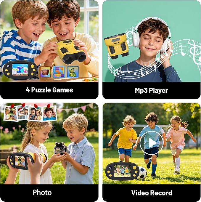 1000X Handheld Microscope for Kids 2.0" Screen 32GB Card Included | Rechargeable 3 in 1 Pocket Digital Kids Microscopes with Camera & Selfie Lens, Edu Science Kits for Kids 4-6 8-12 Yellow