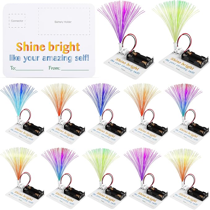 12 Bulk STEM Kits for Kids 8-12 Crafts, Science Projects Classroom Activities, Fiber Optic Light Experiments Craft Kit, Simple Electrical Circuits 4th 5th Grade, STEAM Return Gifts 8 9 10 11 Year Old