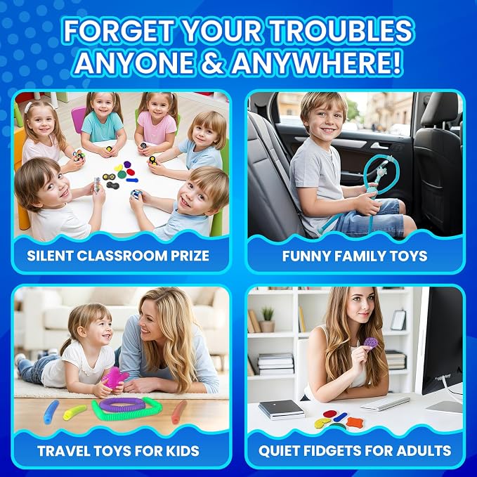 Sensory Toys 25 Pack with Visual Auditory Tactile Fidget Toys for Kids Adults Autism ADHD, Focus Calming Set for Classroom Calm Down Corner Office Desk, Travel Party Favors Gifts