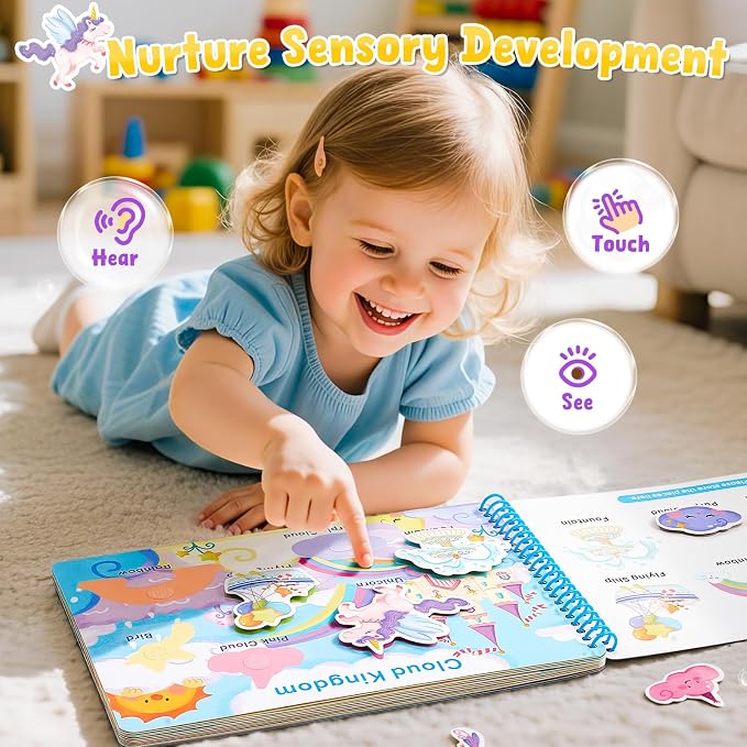JoyCat Imagination Busy Book for Toddlers Ages 3-5, English | 15 fantasy scenes with magical creatures, underwater adventures and role-play worlds build creativity and preschool skills