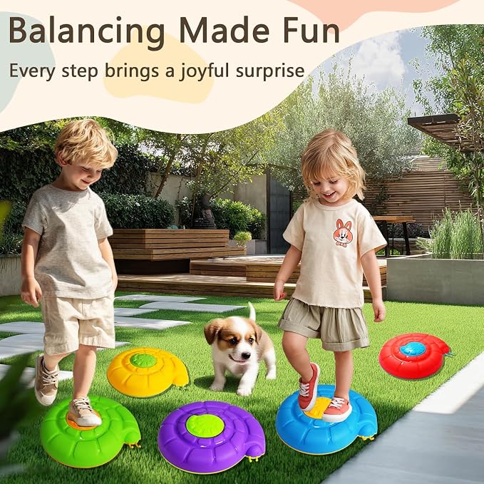 Stepping Stones for Kids, 5 PCS Non-Slip Sensory Stepping Stones for Toddlers 1-3 with Sound to Promote Kid's Balance and Coordination Skills Indoor or Outdoor, Gifts for Toddlers