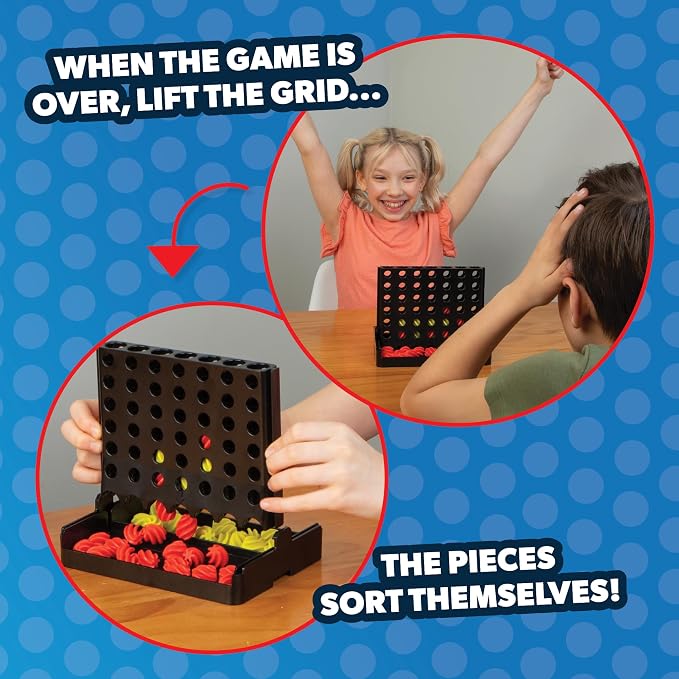 Auto Reset - 4 in a Row Board Game - Board Games for Family Night - Strategic Game Play - Multi-Player Board Games - Ages 6+