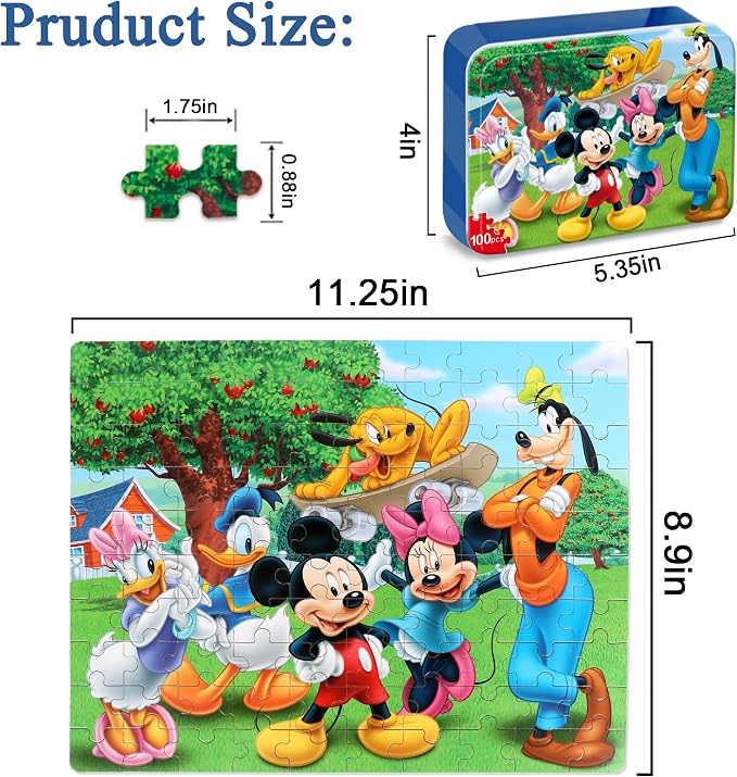 Puzzles for Kids Ages 4-6,100 Piece Puzzles for Kids Ages 6-8 in Metal Box | Educational Learning Jigsaw Puzzles Puzzle Games for Boys and Girls