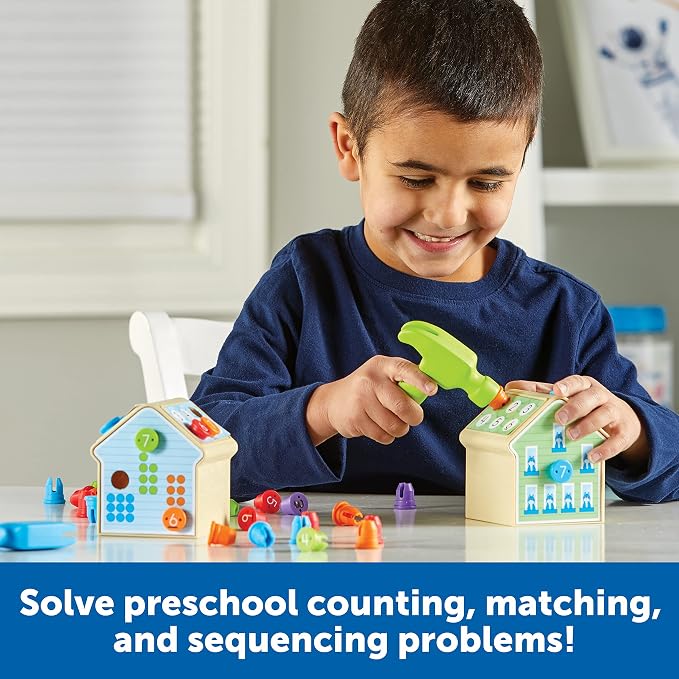 Learning Resources Number Nails Activity Set - Math Manipulatives for Preschoolers Games, Counting Hammer Toy, STEM Fine Motor Skills, Kindergarten Educational Activities, Gifts for Boys and Girls | Math Manipulatives for Preschoolers, Fine Motor Skill...
