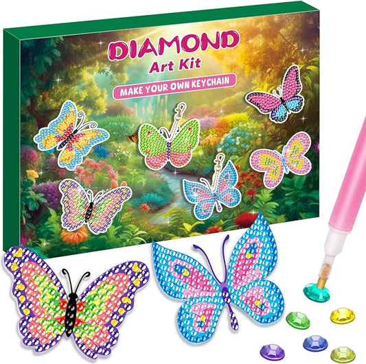 Labeol Arts and Crafts for Kids - Creat Your Own GEM Keychains-5D Diamond Painting by Numbers GEM Kits for Kids Girls Toddler Age 6-7 6-8 10-12