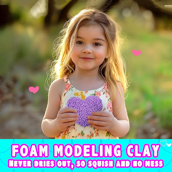 Carolart Mermaid Sensory Bin for Girls, Mermaid Toys, Ocean Sensory Kit | storage bin activity set with sensory foam beasds, ocean sensory gifts for toddlers ages 3-8