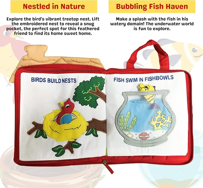 Right at Home Quiet Book, Animal Activity Busy Book for Toddlers and Children