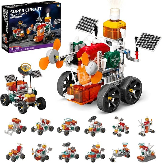 STEM Science Circuit Board Set, 218PCS Edu Smart Lab Building Kit with 19 Models, Physics Experiment Car Kit for Kids, Educational Engineering Toy