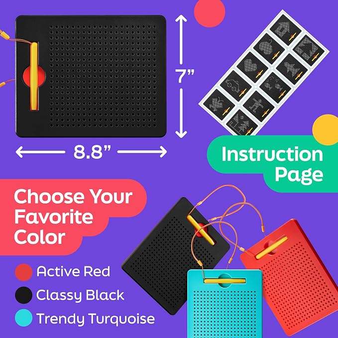 Magnetic Drawing Board for Kids & Toddlers, Airplane & Car Ride Activities | Magnetic Tablet Toy with Beads & Stylus Pen, Travel Toys for Toddlers, Road Trip & Flight Activity, Gift for Boys & Girls