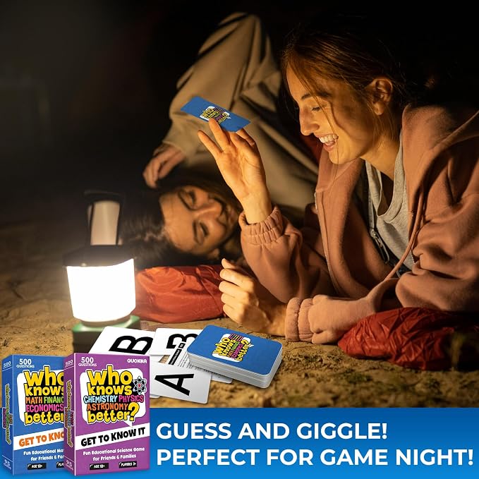 Card Games for Kids 8-12 - Set of 4 Board Family Games for Kids and Adults | Trivia Cards for Family Game Night - Who Knows It Better 2000+ Questions Across Biology, Culture, STEM and Math
