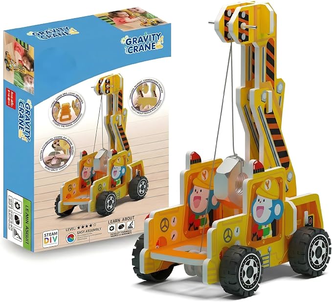 STEM Gravity Crane Science Kit, DIY Pulley & Lever, Energy Conversion | Build a gravity crane! See pulleys & levers in action, explore energy conversion. Real parts, safe assembly. STEM curiosity.