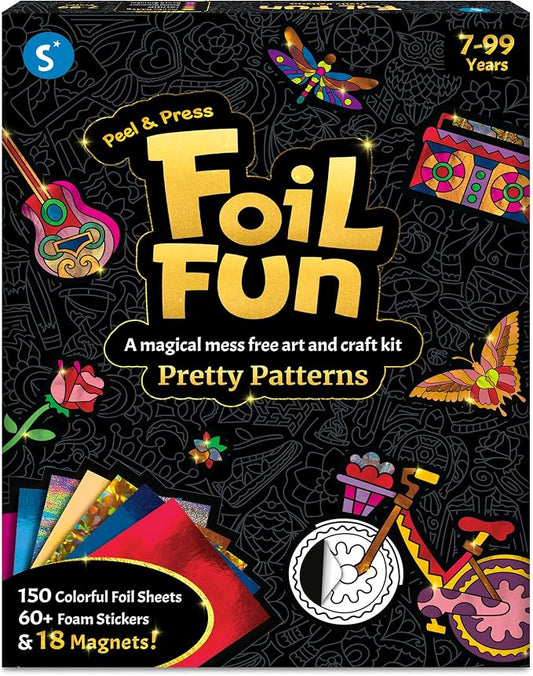 Skillmatics Foil Fun Pretty Patterns, Foil Art, Gift for Tweens & Adults | Travel Toys, Craft Kit, 18 DIY Magnets, 60+ Foam Stickers, Fine Motor Skills, DIY Mess-Free Activity, Screen-Free