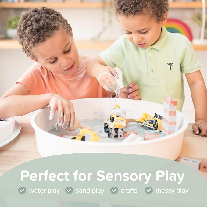 Sensory Bin with Lid - Round Sensory Bins With Lids and Storage Inserts | Sand and Water Sensory Play | Developmental Toys for Children with SEN | Suitable for All Ages | 6 x Storage Compartments