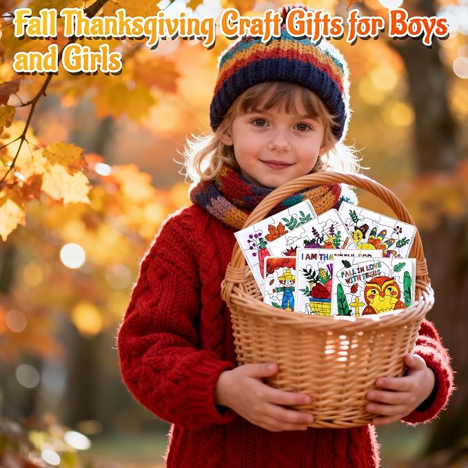 Thanksgiving Fall Crafts for Kids Religious Art Activities Blank Puzzle Toy | 24 Autumn Harvest DIY Crafts Pumpkin Turkey Cross Jesus, Christian Classroom Gift for Aldults Party Favors Game Supplies Bulk