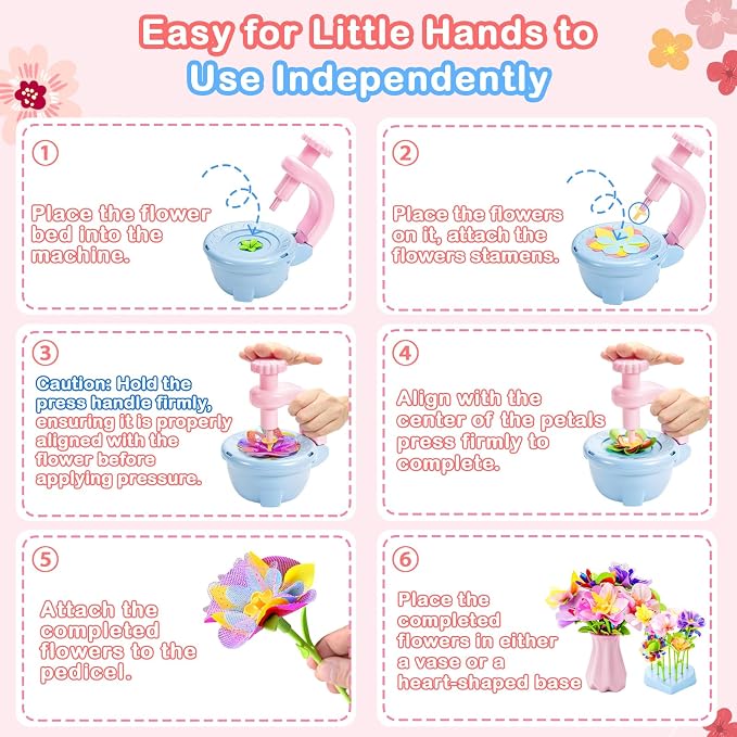 Fabric Flower Bouquets Toys for 3+, Flower Making Kit, DIY Arts and Crafts | DIY arts & crafts activity for preschool toddlers, Screen-free craft gifts for craft-loving girls 3-6+, Home classroom toys