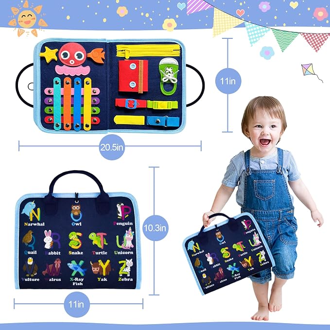 Busy Board Montessori Toys for Toddler Boy Girl Gifts Busy Book | Sensory Toys, Airplane Car Travel Toy, Learning Educational Toys, Activity Book, Toddler Activities, Fine Motor Skills