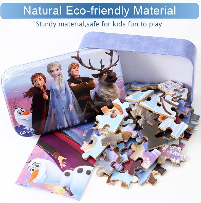 MZZOTOY Puzzles for Kids Ages 4-8, 60 Pieces Puzzles for Kids Ages 3-5 in a Metal Box Girls and Boys Learning Educational Jigsaw Puzzle Toys Gifts
