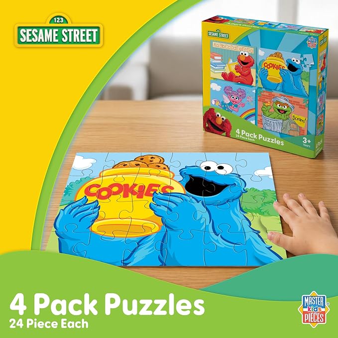 MasterPieces Puzzle Set - 4-Pack 24 Piece Jigsaw Puzzle for Kids - Sesame Street 4-Pack - 8"x10"