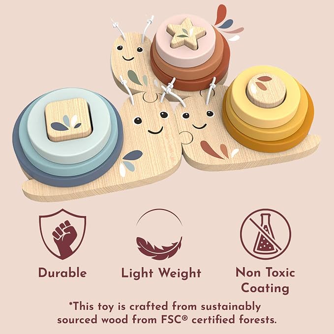 Snail Educational Game for Toddlers 18m+ Ring Stacking Toy | snail design, sorting rings, ring stacker toy, sorting & stacking toys, preschool toys, counting color recognition, creative
