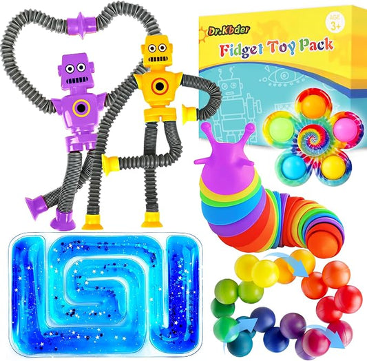 6Pack Sensory Autism Toys for Tollder Kids, Airplane Travel Road Trip Restaurant Toy for Age 3-5 5-7 Fidget Classroom Must Have Treasure Prize Autistic ADHD Easter Basket Stuffers Gifts