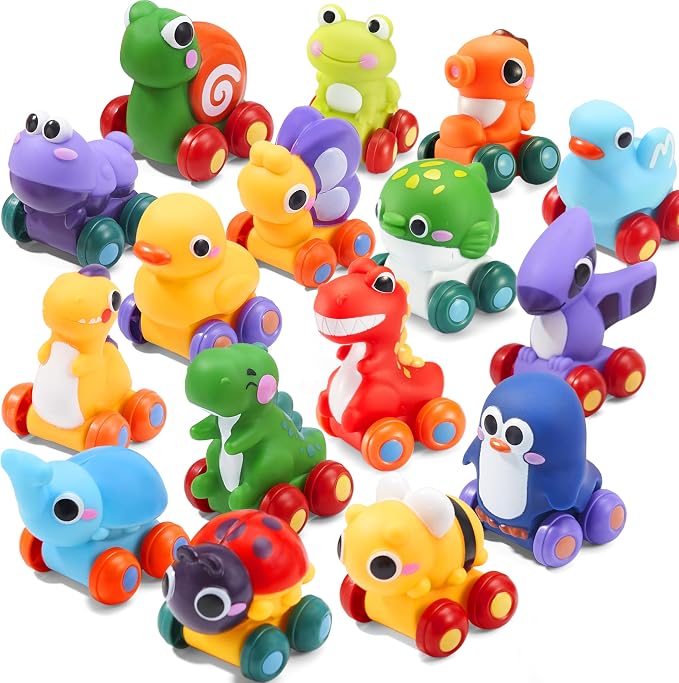JOYIN Animal Cartoon Cars, Soft Rubber Toy Car Set, Mini Vehicles, Bath Toy Car for Kids, Gift for Boys and Girls, Summer Beach and Pool Activity, Party Favors for Kids