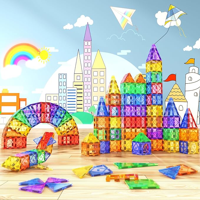 Soyee 102PCS Magnetic Tiles Magnetic Building Blocks Toys for 3+ Year Old Boys Girls