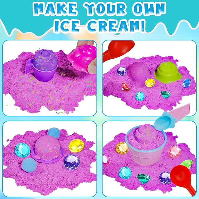 Bbiamsleep Ice Cream Sensory Bin, 61 Pcs Ice Cream Sensory Bin Fillers | Ice Cream Sensory Bin Items, Ice Cream Sensory Kit with with 11 Mould 9 Tools for Home Decor