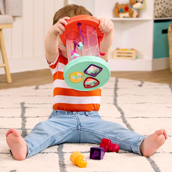 B. toys Baby Shape Sorter, Hooty-Hoo Owls, Bead Mazes & Sounds, Interactive | Hooty-Hoo shape sorter with 3 owl shapes, 3 bead mazes, color matching and fun sounds for fine motor play, Baby, 10+ Months