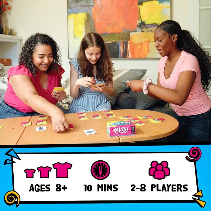 Lost Boy Entertainment Piles – Card Games – Family Games – for Kids 8 and Up – for Adults – Family Game Night – Travel & Memory Game – Party Games – 10 Mins