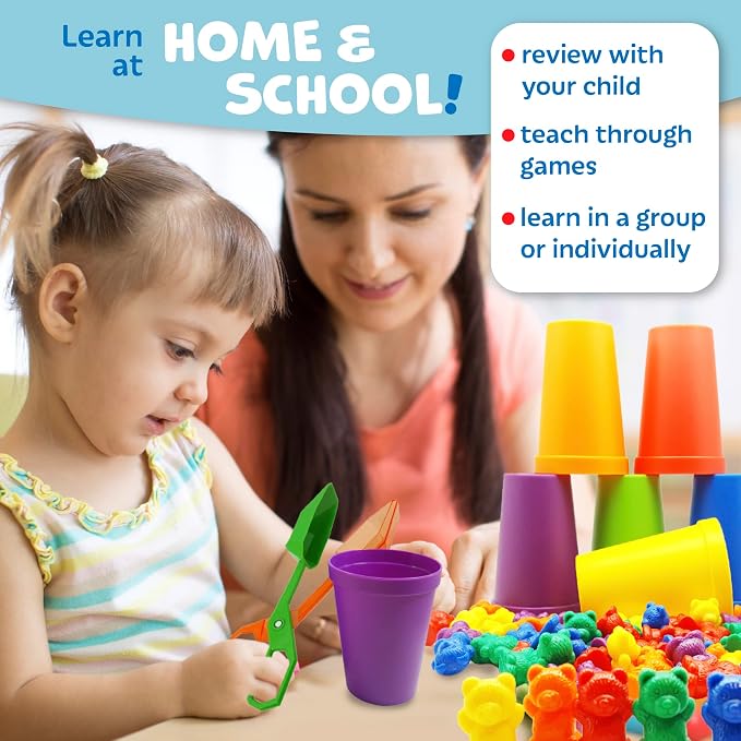 Montessori Peg Board and Rainbow Counting Bears 102 Piece Bundle - Toddler Learning Toys Occupational Therapy and STEM Educational Toys for Kids