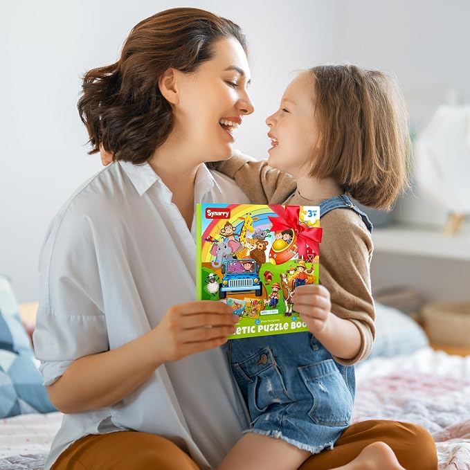 SYNARRY Magnetic Animal Puzzles for Kids Ages 3-5, Travel Animal Toys | 20-Piece Magnetic Travel Puzzle for Kids Ages 4-6, Car Airplane Road Trip Activities, Quiet Toys, Animal Gifts for Kids