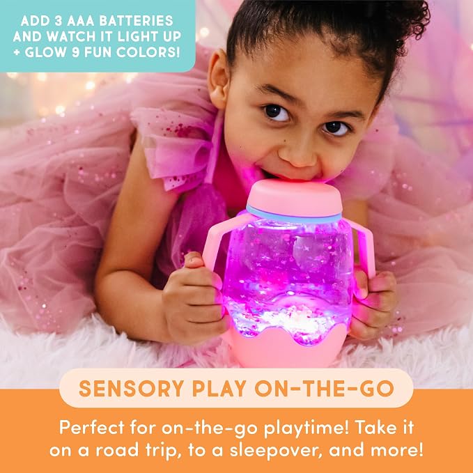 Glo Pals Play Pack Bundle, Jar, Light Up Cubes & Fillers, Abby Cadabby | Sesame Street Character Water-Activated Bath Toy Cubes Glow Pink and Purple, Light-Up Sensory Jar, Themed Fun Fillers