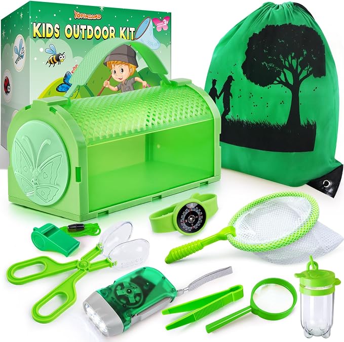 Bug Catcher Kit & Outdoor Explorer Kit for Kids, 10 Pcs Bug Catching Kit | with Toy Cage, Backpack, Flashlight, Outdoor Exploration Toys Gift for Boys Girls 3-12