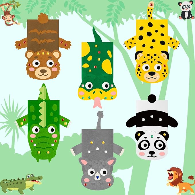WATINC Hand Puppet Making Kit, Felt Sock Puppet Toys for Kids (Wild B) | 6 Styles, Make Your Own Storytelling & Role Play Crafts, Creative Group Activity, Party Favors & Gifts for Kids Ages 4-8