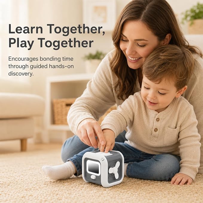 Montessori Toys for 1 Year Old Boy Girl - Busy Board with Light - Travel Sensory Toys for Toddlers 1-3 - Birthday Gifts Christmas Stocking Stuffers - Baby Toys 12-18 Months (Grey)