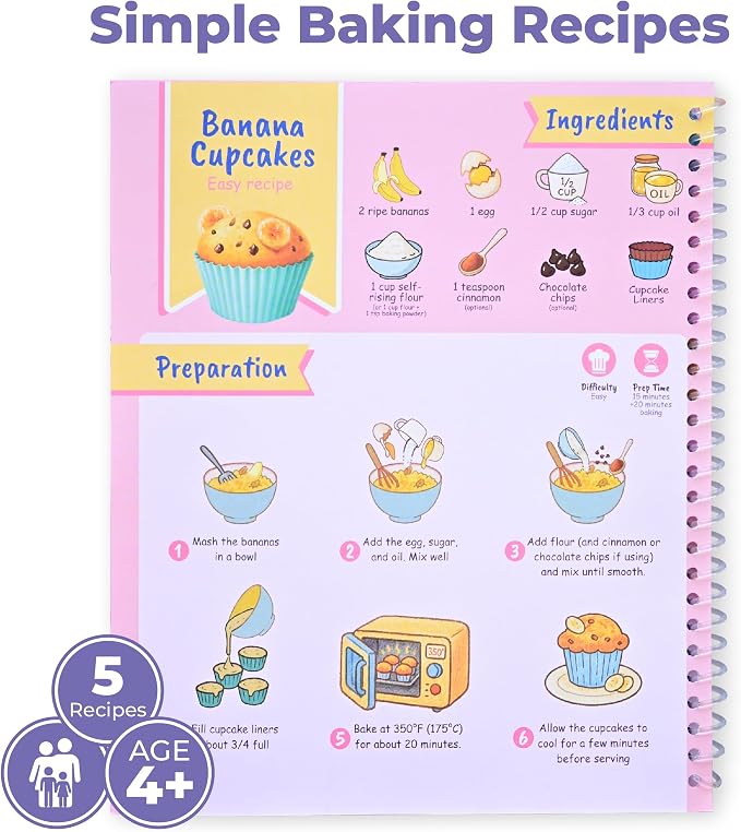 BSCOOL Baking Coloring Book with Stickers Recipes and Cake Design | Activity and dress-up keep kids ages 5 and up. Includes drawing guides, baking recipes, and fun sticker sheets for girls.